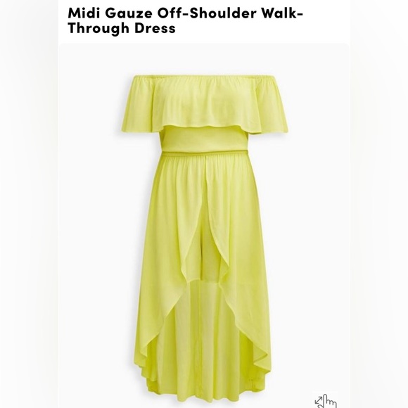 Torrid size 00 M/L Midi Gauze Off-Shoulder WalkThrough Dress - Picture 2 of 8